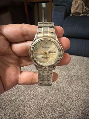 Vintage Armitron Men's Two-Tone Stainless Steel Watch 20/1367 Day Date Quartz